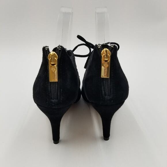 Isola Palazzo Heels Womens‎ 8.5 Black Suede Leather Lace up - Picture 5 of 11